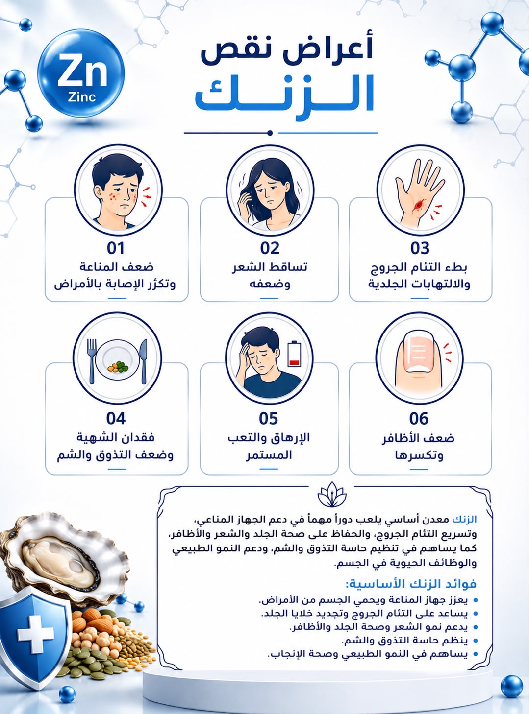 أعراض نقص الزنك